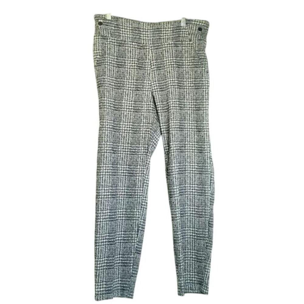 Soho Apparel Womens Black White Houndstooth Stretch Pants Size L Career Work